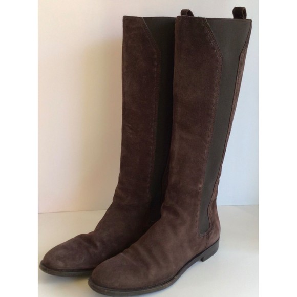 YSL YVES ST. LAURENT Brown Suede Stacked Heel Knee High Boots (Size 38) - Picture 7 of 9